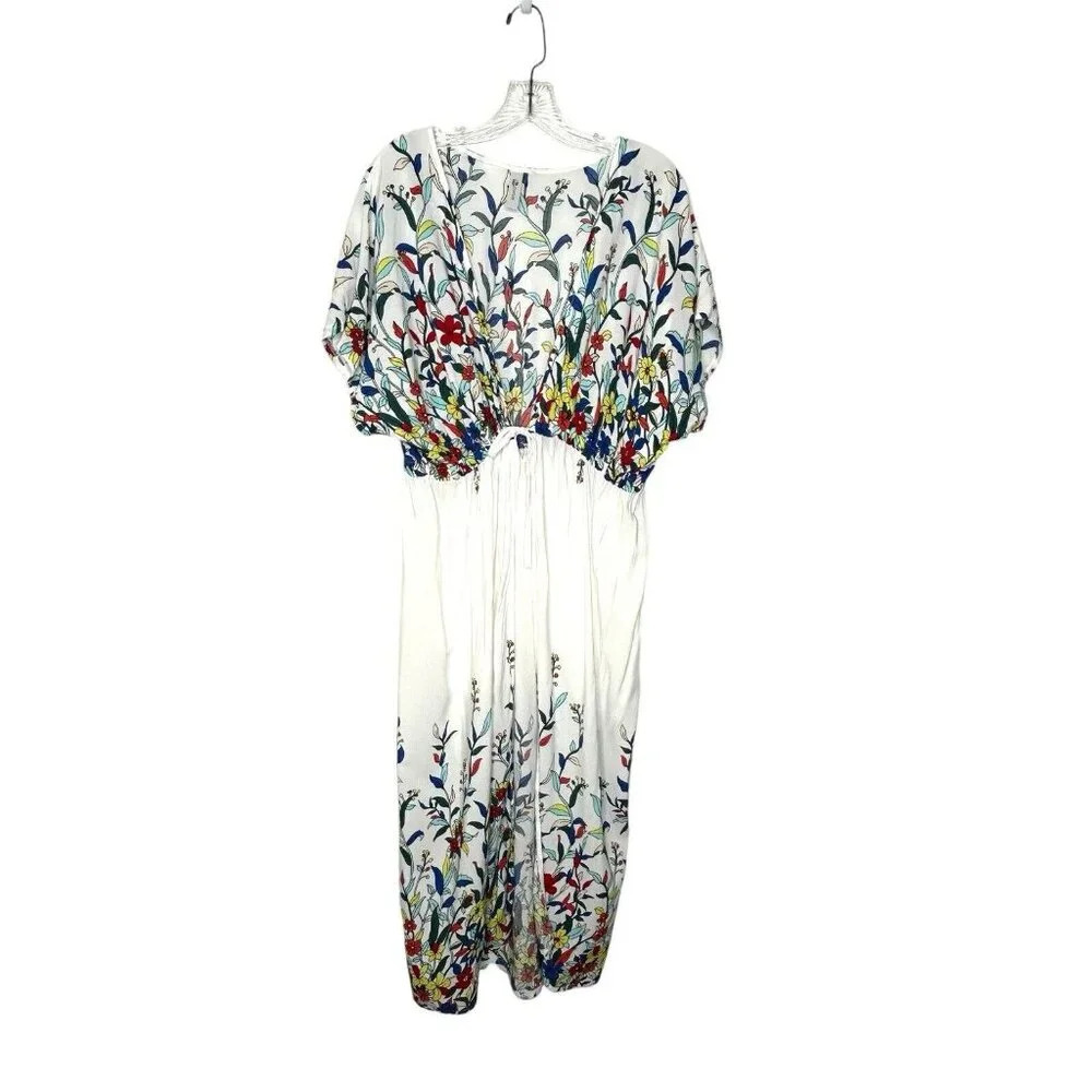 Cupshe Maxi Swim Cover Up Womens Sz L (see measurements) Tie Waist Dolman Sleeve